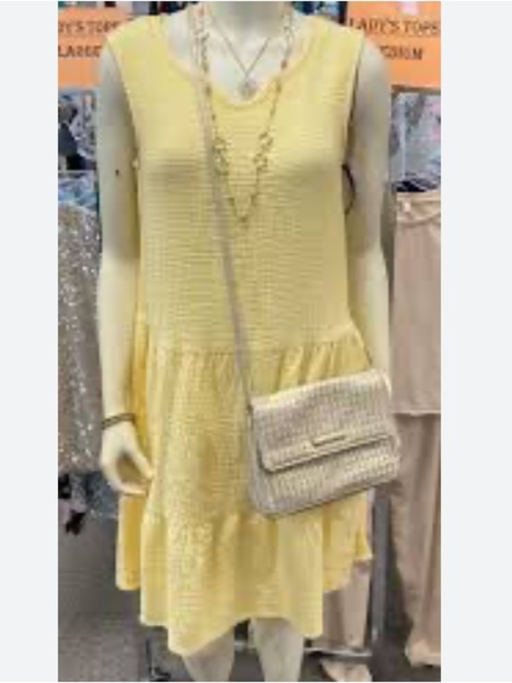 New Charlie B Tiered Midi Dress XS Butter Yellow Cotton VNeck  Summer Ptp 16”